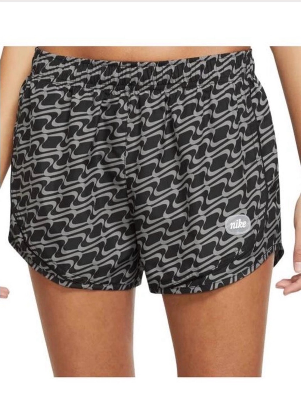 Nike Dri Fit Tempo Women's Black & Gray Wavy Print Athletic Shorts